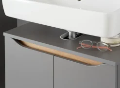 Saphir Badmöbel-Set »Quickset 3-teilig, Waschbeckenunterschrank mit LED-Spiegel« 3 Stk. tlg.