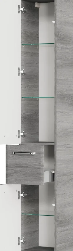 Saphir Badmöbel-Set »Quickset 5-teilig, Glaswaschtisch und LED-Spiegelschrank« 6 Stk. tlg.