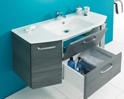Saphir Badmöbel-Set »Quickset 5-teilig, Glaswaschtisch und LED-Spiegelschrank« 6 Stk. tlg.