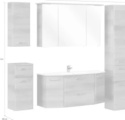 Saphir Badmöbel-Set »Quickset 5-teilig, Glaswaschtisch und LED-Spiegelschrank« 6 Stk. tlg.