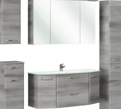 Saphir Badmöbel-Set »Quickset 5-teilig, Glaswaschtisch und LED-Spiegelschrank« 6 Stk. tlg.