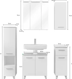 Saphir Badmöbel-Set »Quickset 931 5-teilig, Waschbeckenunterschrank und LED-Spiegelschrank« Set, 5 Stk. tlg.