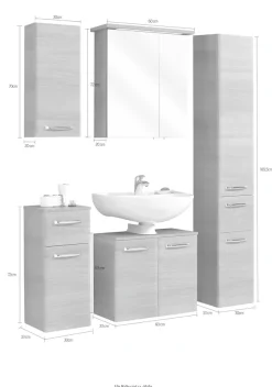 Saphir Badmöbel-Set »Quickset 328 5-teilig, Waschbeckenunterschrank mit LED-Spiegelschrank« 5 Stk. tlg.