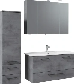 Saphir Badmöbel-Set »Quickset 945 3-teilig, Keramik-Waschtisch mit LED-Spiegelschrank« 4 Stk. tlg.