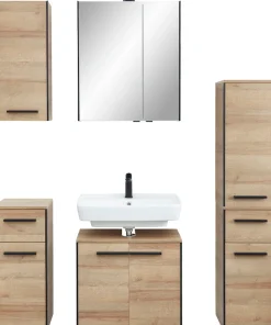 Saphir Badmöbel-Set »Quickset 395 5-teilig, Waschbeckenunterschrank mit LED-Spiegelschrank« 6 Stk. tlg.
