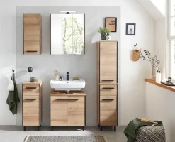 Saphir Badmöbel-Set »Quickset 395 5-teilig, Waschbeckenunterschrank mit LED-Spiegelschrank« 6 Stk. tlg.