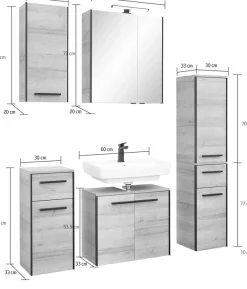 Saphir Badmöbel-Set »Quickset 395 5-teilig, Waschbeckenunterschrank mit LED-Spiegelschrank« 6 Stk. tlg.