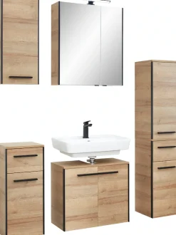 Saphir Badmöbel-Set »Quickset 395 5-teilig, Waschbeckenunterschrank mit LED-Spiegelschrank« 6 Stk. tlg.