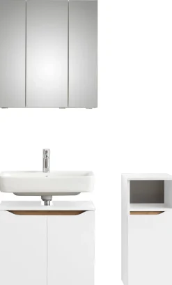 Saphir Badmöbel-Set »Quickset 3-teilig, Waschbeckenunterschrank mit LED-Spiegelschrank« 3 Stk. tlg.