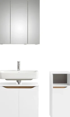 Saphir Badmöbel-Set »Quickset 3-teilig, Waschbeckenunterschrank mit LED-Spiegelschrank« 3 Stk. tlg.