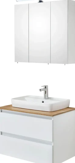 Saphir Badmöbel-Set »Quickset 360 2-teilig, Keramik-Aufsatzbecken mit LED-Spiegelschrank« 2 Stk. tlg.