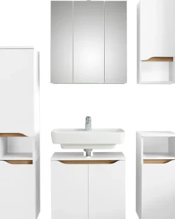 Saphir Badmöbel-Set »Quickset 5-teilig, Waschbeckenunterschrank mit LED-Spiegelschrank« 5 Stk. tlg.