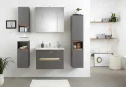 Saphir Badmöbel-Set »Quickset 5-teilig, Keramik-Waschtisch und LED-Spiegelschrank« 7 Stk. tlg.