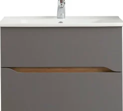 Saphir Badmöbel-Set »Quickset 5-teilig, Keramik-Waschtisch und LED-Spiegelschrank« 7 Stk. tlg.