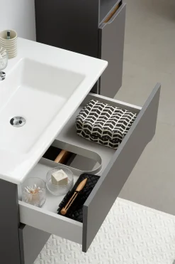 Saphir Badmöbel-Set »Quickset 5-teilig, Keramik-Waschtisch und LED-Spiegelschrank« 7 Stk. tlg.