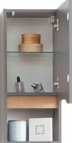 Saphir Badmöbel-Set »Quickset 5-teilig, Keramik-Waschtisch und LED-Spiegelschrank« 7 Stk. tlg.