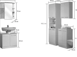 Saphir Badmöbel-Set »Quickset 335 5-teilig, Waschbeckenunterschrank mit LED-Spiegelschrank« 5 Stk. tlg.
