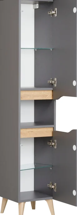 Saphir Badmöbel-Set »Quickset 5-teilig, Waschbeckenunterschrank mit LED-Spiegelschrank« 6 Stk. tlg.