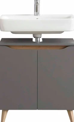 Saphir Badmöbel-Set »Quickset 5-teilig, Waschbeckenunterschrank mit LED-Spiegelschrank« 6 Stk. tlg.