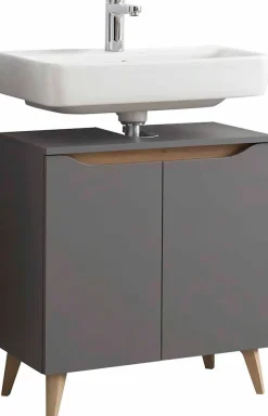 Saphir Badmöbel-Set »Quickset 5-teilig, Waschbeckenunterschrank mit LED-Spiegelschrank« 6 Stk. tlg.