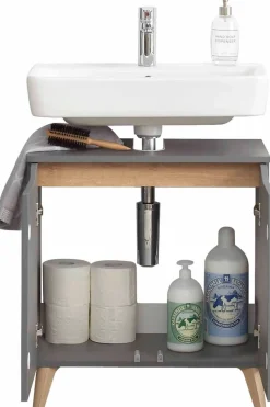 Saphir Badmöbel-Set »Quickset 5-teilig, Waschbeckenunterschrank mit LED-Spiegelschrank« 6 Stk. tlg.