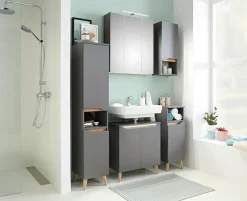 Saphir Badmöbel-Set »Quickset 5-teilig, Waschbeckenunterschrank mit LED-Spiegelschrank« 6 Stk. tlg.