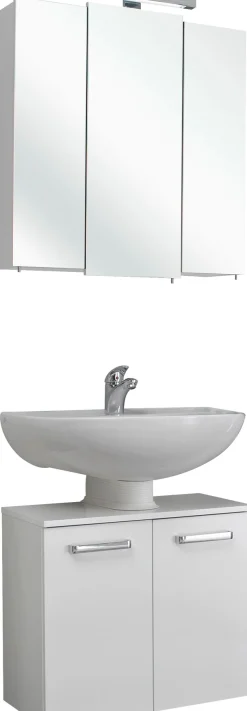Saphir Badmöbel-Set »Quickset 2-teilig, Waschbeckenunterschrank mit LED-Spiegelschrank« 2 Stk. tlg.