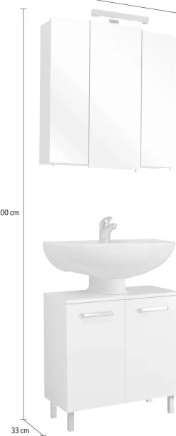 Saphir Badmöbel-Set »Quickset 2-teilig, Waschbeckenunterschrank mit LED-Spiegelschrank« 2 Stk. tlg.