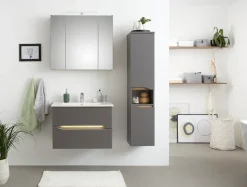Saphir Badmöbel-Set »Quickset 3-teilig, Keramik-Waschtisch und LED-Spiegelschrank« 5 Stk. tlg.