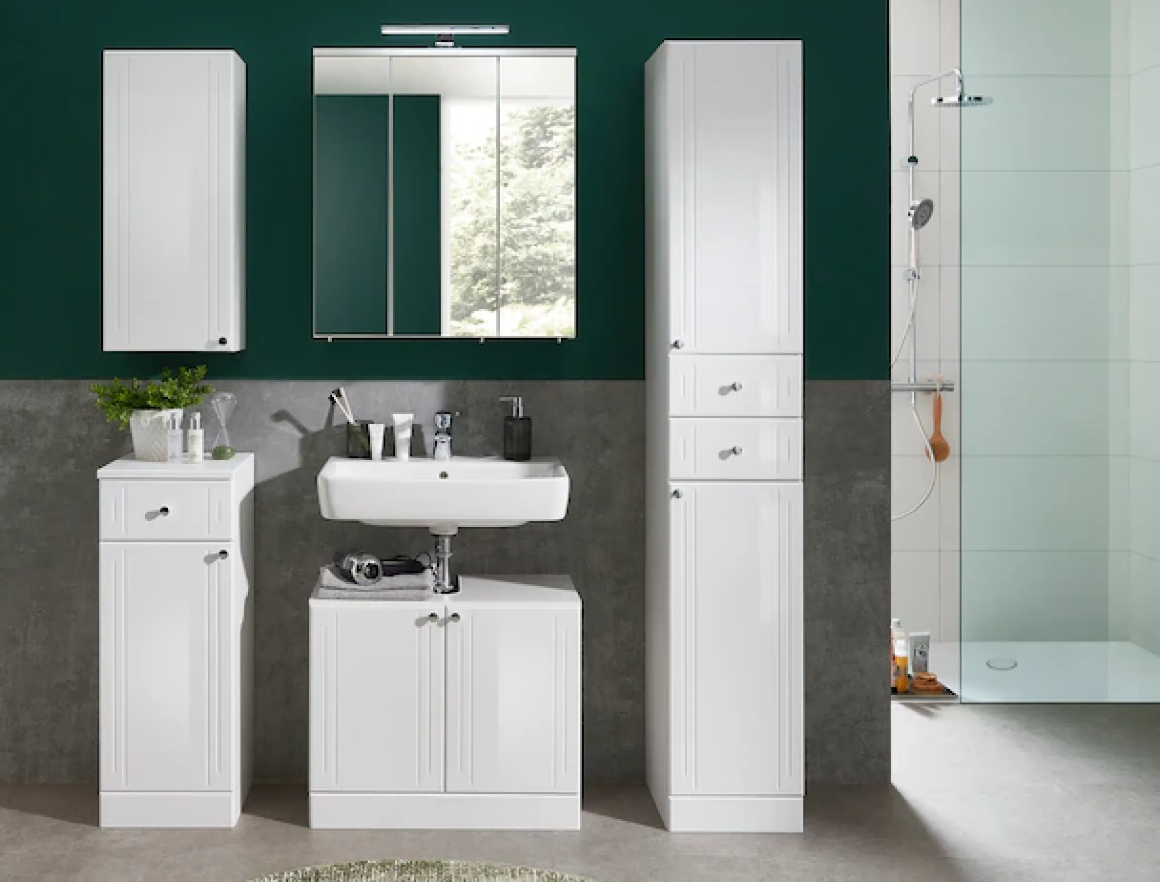 Saphir Badmöbel-Set »Quickset 955 2-teilig, Waschbeckenunterschrank und LED-Spiegelschrank« Set, 2 Stk. tlg.