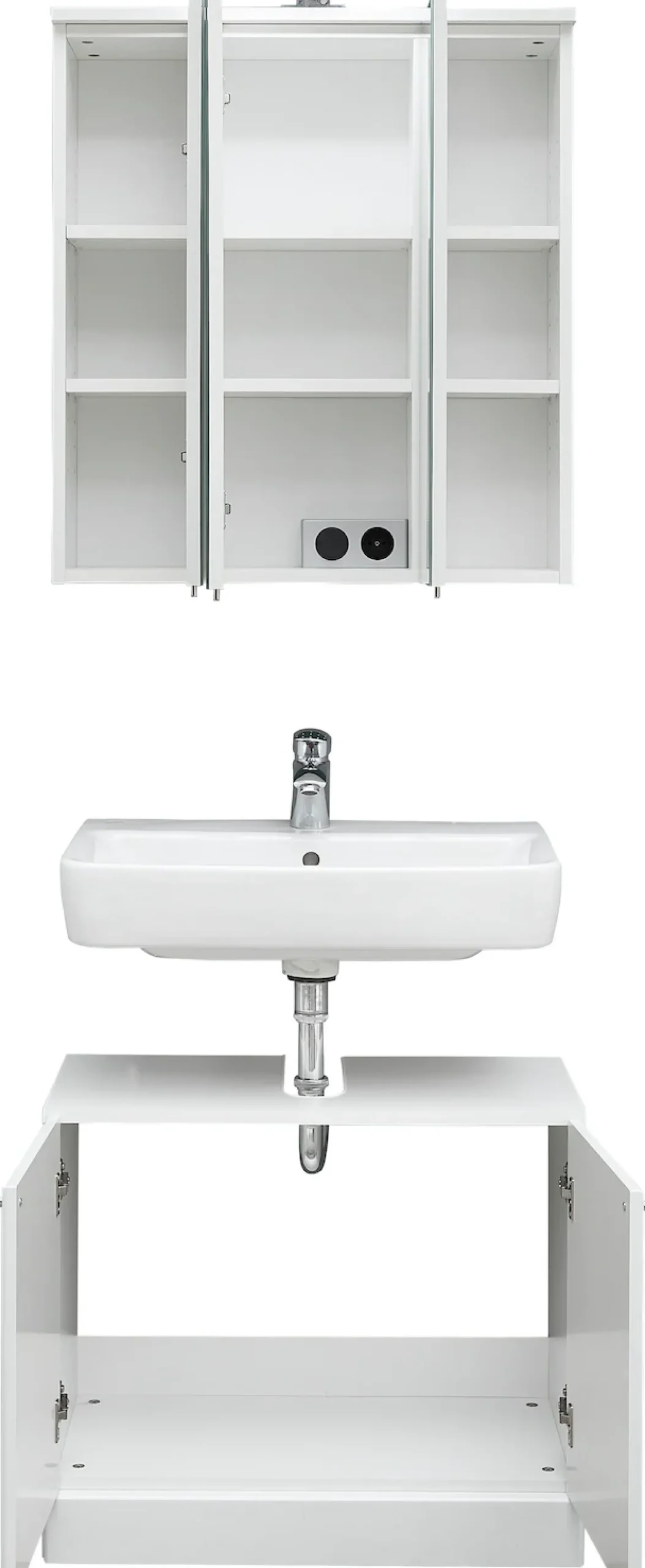 Saphir Badmöbel-Set »Quickset 955 2-teilig, Waschbeckenunterschrank und LED-Spiegelschrank« Set, 2 Stk. tlg.