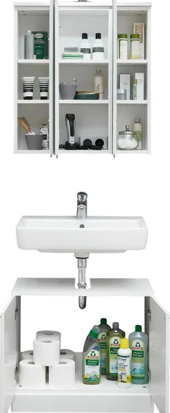 Saphir Badmöbel-Set »Quickset 955 2-teilig, Waschbeckenunterschrank und LED-Spiegelschrank« Set, 2 Stk. tlg.