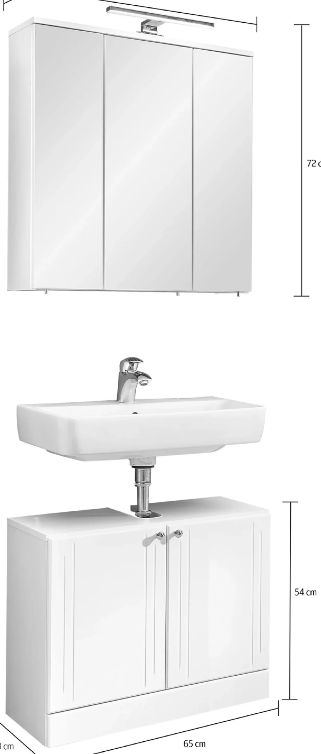 Saphir Badmöbel-Set »Quickset 955 2-teilig, Waschbeckenunterschrank und LED-Spiegelschrank« Set, 2 Stk. tlg.