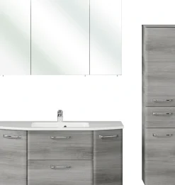 Saphir Badmöbel-Set »Quickset 3-teilig, Mineralmarmor-Waschtisch und LED-Spiegelschrank« 4 Stk. tlg.