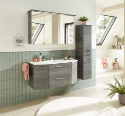 Saphir Badmöbel-Set »Quickset 3-teilig, Mineralmarmor-Waschtisch und LED-Spiegelschrank« 4 Stk. tlg.