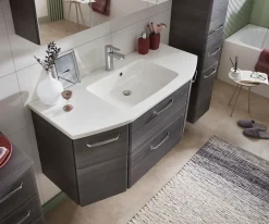 Saphir Badmöbel-Set »Quickset 3-teilig, Mineralmarmor-Waschtisch und LED-Spiegelschrank« 4 Stk. tlg.