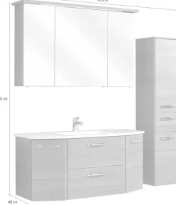 Saphir Badmöbel-Set »Quickset 3-teilig, Mineralmarmor-Waschtisch und LED-Spiegelschrank« 4 Stk. tlg.