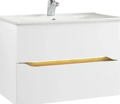 Saphir Badmöbel-Set »Quickset 2-teilig, Keramikwaschtisch mit LED-Spiegelschrank« 4 Stk. tlg.