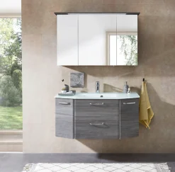 Saphir Badmöbel-Set »Quickset 2-teilig, Glaswaschtisch mit LED-Spiegelschrank, 115 cm breit« 2 Stk. tlg.