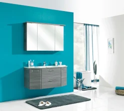 Saphir Badmöbel-Set »Quickset 2-teilig, Glaswaschtisch mit LED-Spiegelschrank, 115 cm breit« 2 Stk. tlg.