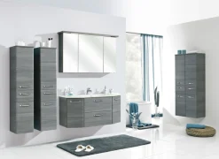 Saphir Badmöbel-Set »Quickset 2-teilig, Glaswaschtisch mit LED-Spiegelschrank, 115 cm breit« 2 Stk. tlg.