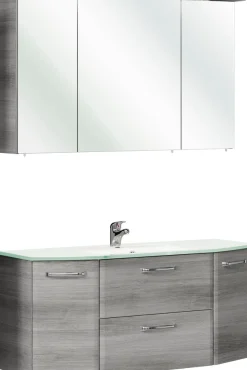 Saphir Badmöbel-Set »Quickset 2-teilig, Glaswaschtisch mit LED-Spiegelschrank, 115 cm breit« 2 Stk. tlg.