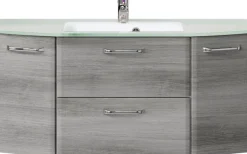 Saphir Badmöbel-Set »Quickset 2-teilig, Glaswaschtisch mit LED-Spiegelschrank, 115 cm breit« 2 Stk. tlg.