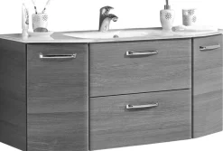 Saphir Badmöbel-Set »Quickset 2-teilig, Glaswaschtisch mit LED-Spiegelschrank, 115 cm breit« 2 Stk. tlg.