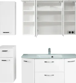 Saphir Badmöbel-Set »Quickset 326, 5-teilig, mit Glaswaschtisch« 5 Stk. tlg.