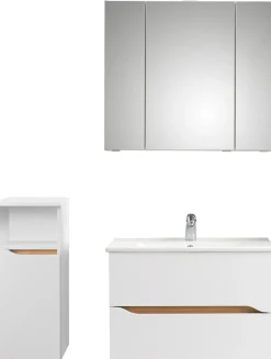 Saphir Badmöbel-Set »Quickset 3-teilig, Keramik-Waschtisch und LED-Spiegelschrank« 4 Stk. tlg.