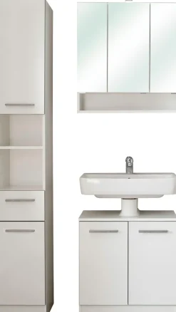 Saphir Badmöbel-Set »Quickset 953 3-teilig, Waschbeckenunterschrank und LED-Spiegelschrank« Set,