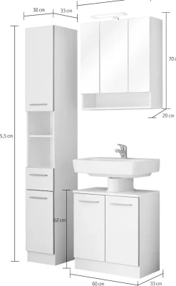 Saphir Badmöbel-Set »Quickset 953 3-teilig, Waschbeckenunterschrank und LED-Spiegelschrank« Set,