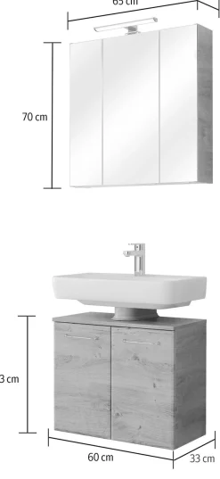 Saphir Badmöbel-Set »Quickset 2-teilig, Waschbeckenunterschrank und LED-Spiegelschrank« Set,