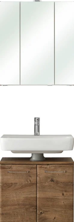 Saphir Badmöbel-Set »Quickset 2-teilig, Waschbeckenunterschrank und LED-Spiegelschrank« Set,